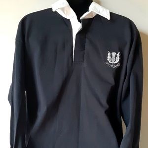 Scotland rugby shirt - black rugby shirt - long sleeve polo shirt